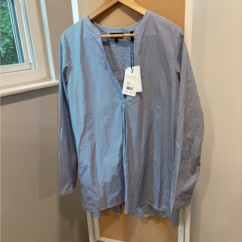 Theory NWT Men’s Blue Pinstripe Long Sleeve Shirt Size L MSRP $265
